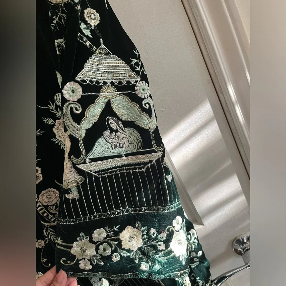 Hand Embroidered Velvet Jacket - Picture 4 of 5